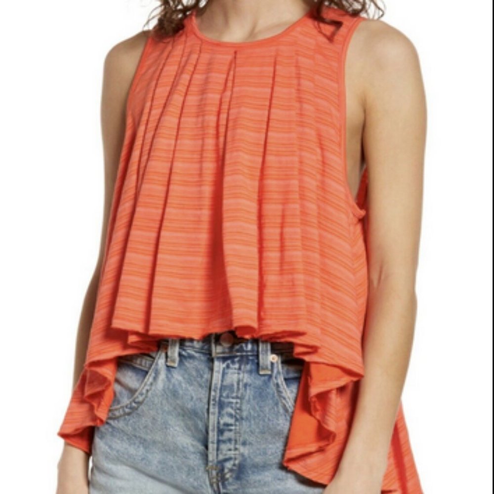 NWT Free People Turn It Up Tank Top Shirt ~ Scarlet Ibis Combo ~ NEW! - Picture 2 of 10